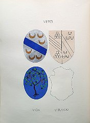 VERZI
                  Guerci. È da considerarsi la più antica ed illustre
                  famiglia di Capodistria, facente parte delle 13
                  casate.
                  Nel 1106 i Verzi sono feudatari dal Patriarca Odorico
                  d’Aquileia, poi feudatari di S. Giovanni della
                  Cornetta.
                  Nicola da Capodistria è vicario dei Carraresi in
                  Padova nel 1381. Due fratelli servirono separatamente
                  la Francia e il Piemonte e si combatterono senza
                  saperlo (sec. XVI).
                  La famiglia ha aspirato in lotta con i Vittori alla
                  signoria di Capodistria e fu gravemente compromessa
                  nella rivolta del 1348, di cui Guercio di ser Giovanni
                  fu uno dei promotori. Fregiata del comitato palatino
                  del S.R.I. dal 1457 e del comitato veneto dal 1768,
                  estinguendosi alla fine del sec. XIX.
                  Guercio è gastaldo nel 1253; Cristoforo, è professore
                  di sofistica nello Studio di Padova nel 1536; Giovanni
                  è sopracomito nell’impresa di Marano nel 1541;
                  Scipione si distingue col grado di capitano nella
                  guerra di Candia nel 1647, nel corso della qual guerra
                  sono morti Onofrio e Rinaldo; Verzo è stato gastaldo
                  sopra le 11 ville del Carso nel 1687.
                  Una Verzi è andata sposa a Carlo Zeno, uno dei più
                  illustri ammiragli di Venezia.
                  VIDA
                  A.f.n.c. oriunda da Cremona, passata poi a Trieste. R
                  1431 con Antonellus. Ottonello viveva a Capodistria
                  nel 1343.
                  Ottonello ( † 1551) è il primo della serie dei
                  provveditori ai confini, e vicario criminale; Girolamo
                  è vescovo di Cremona; Girolamo (1560-1610) letterato e
                  poeta, autore della “Fillira”, del “Sileno” e dei
                  “Cento dubbi amorosi”; Agostino è capitano di Padova
                  nel 1621.
                  VIRANDO
                  Pasqualino è tra i compromessi della ricolta del 1348,
                  uno dei pochi a subire la condanna capitale.