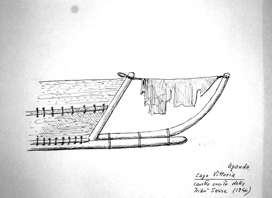 Uganda - Lago Vittoria - canotto cucito della tribù Sesse (1946)