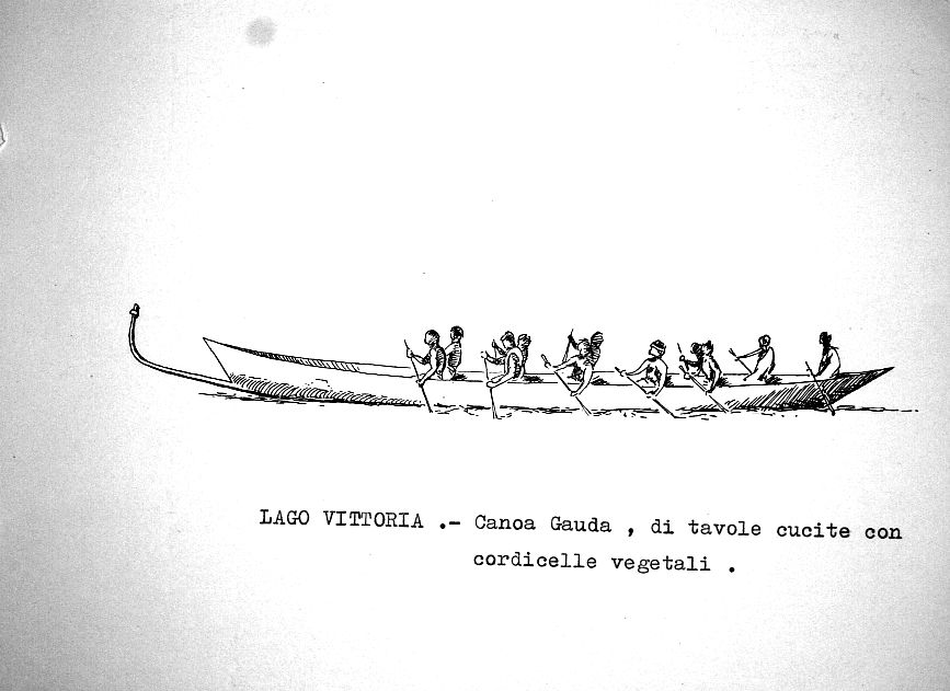 Lago Vittoria - canoa gauda, di tavole cucite con cordicelle vegetali