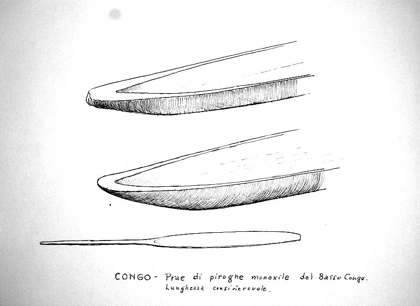 Congo - prue di piroghe monoxile del Basso Congo di lunghezza considervole
