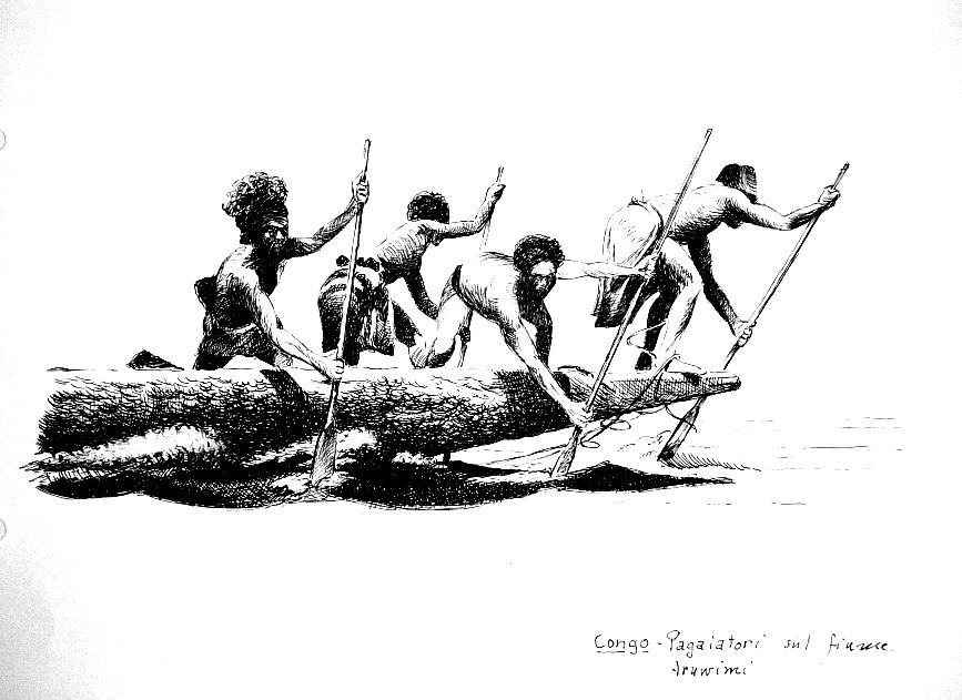 Congo - pagaiatori sul fiume Aruwimi