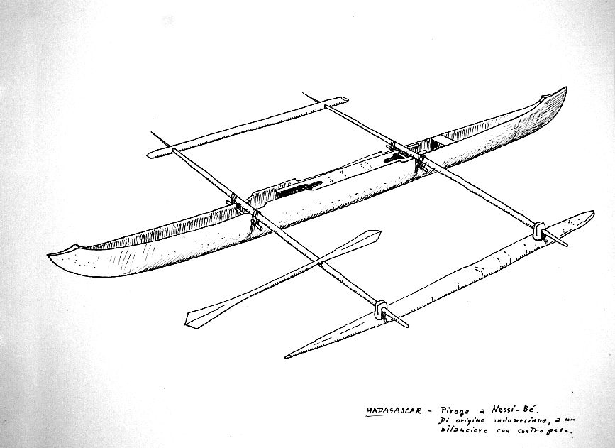 Madagascar - Piroga Nossi Be, di origine indonesiana, ad un bilancere con contropeso