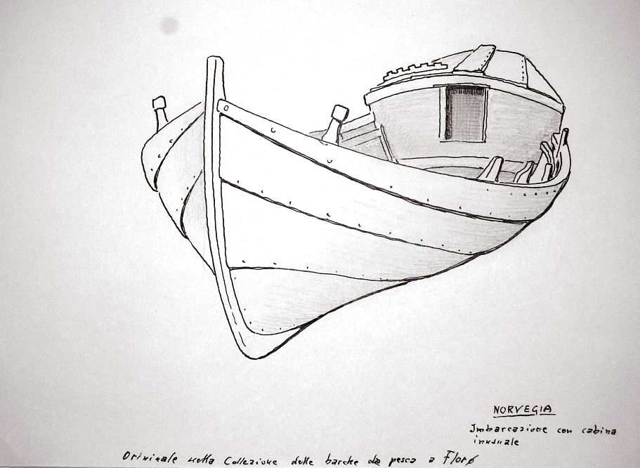 Norvegia - imbarcazione con cabina inusuale - orignale nella collezione delle barche da pesca a Floro