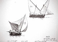  Malta - attrezzature veliche di Gozo (Tal-latini) - /da J. Muscat) - vele a Jib  -  vele latine a farfalla