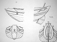  Cina - forme principali di prua e di poppa (timoni in posizione alzata) - Fukien ovale