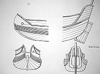  Cina - forme principali di prua e di poppa (timoni in posizione alzata) - Cekiang semichiusa