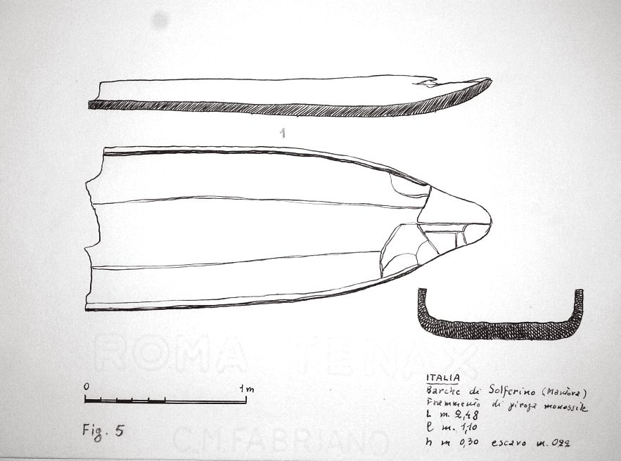 Italia - Barche di Solferino (Mantova) - frammento di piroga monossile - L 2,48  l 1,10  h 0,30  escavo h 0,22