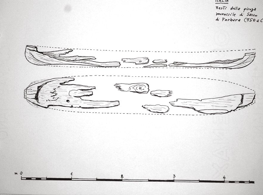 Italia - resti della piroga monossile di Sasso di Furbara (750a.C.)