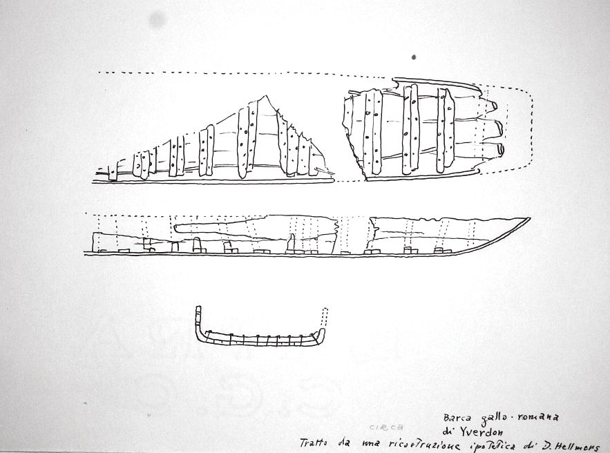 Barca gallo romana di Yverdon - tratto da una ricostruzione ipotetica di D. Hellmens