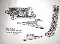  Nuova zelanda - piroga da guerra Waka Pitau - scultura di prua (tau-ihu) e di poppa (tau-rapa)