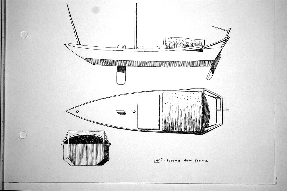 Indocina - barca da pesca cinese ad Apowan - schema delle forme - tav.2