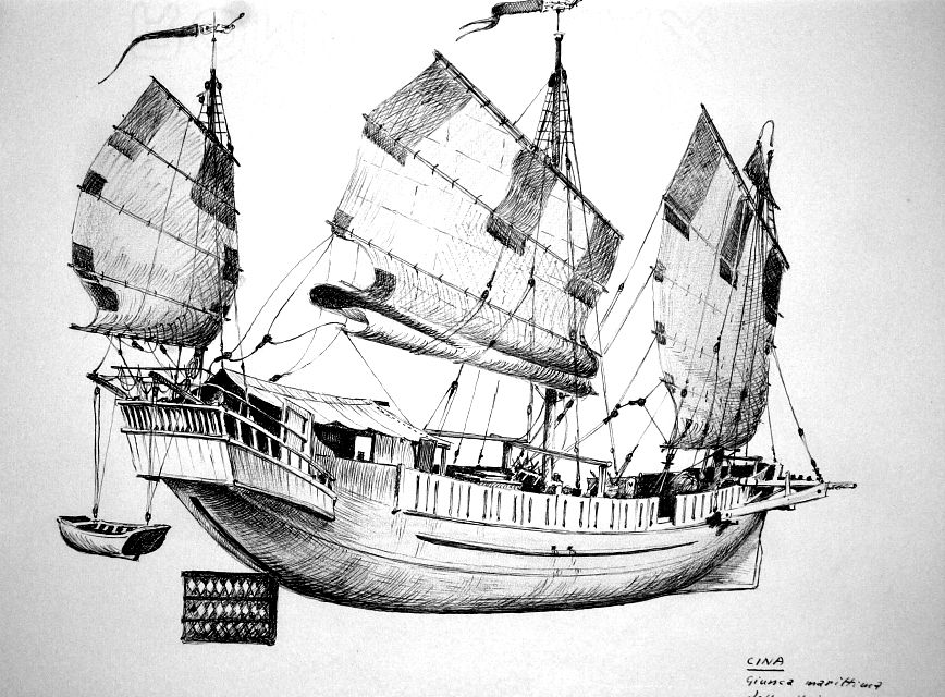 Cina - giunca marittima dello Hainan - da un modello del Museo delle Scienze di Londra