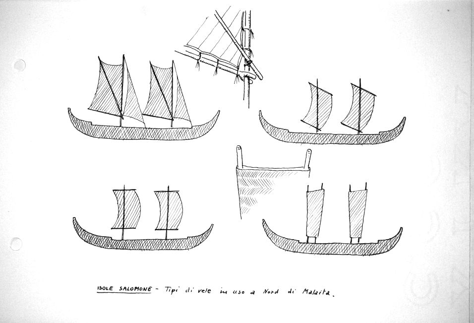 Isole Salomone - tipi di vela in uso a nord i Malaita
