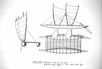  Nuova Guinea - Papuasia - coste di Sud-Ovest - grande piroga doppia a vela delle Tribu' Ipi