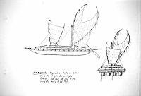  Nuova Guinea - Papuasia - coste di Sud-Ovest - variante di piroghe multiple. Variante a due vele di tipo differenziato della tribu' Motu